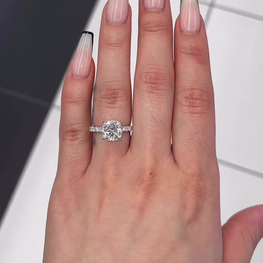 2.5 Ctw Cushion-Cut Lab-Grown Diamond Ring in 14K Gold